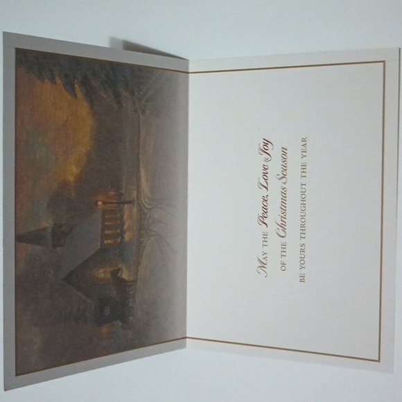 $2 Add-on Foil Snowy Church Scene Christmas Card & Envelope Gold - Picture 5 of 9